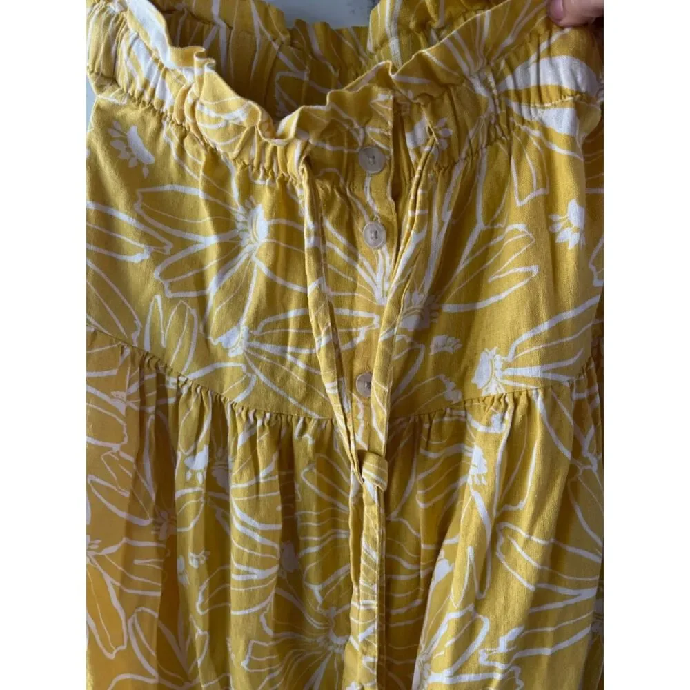 floral linen blend midi skirt size medium